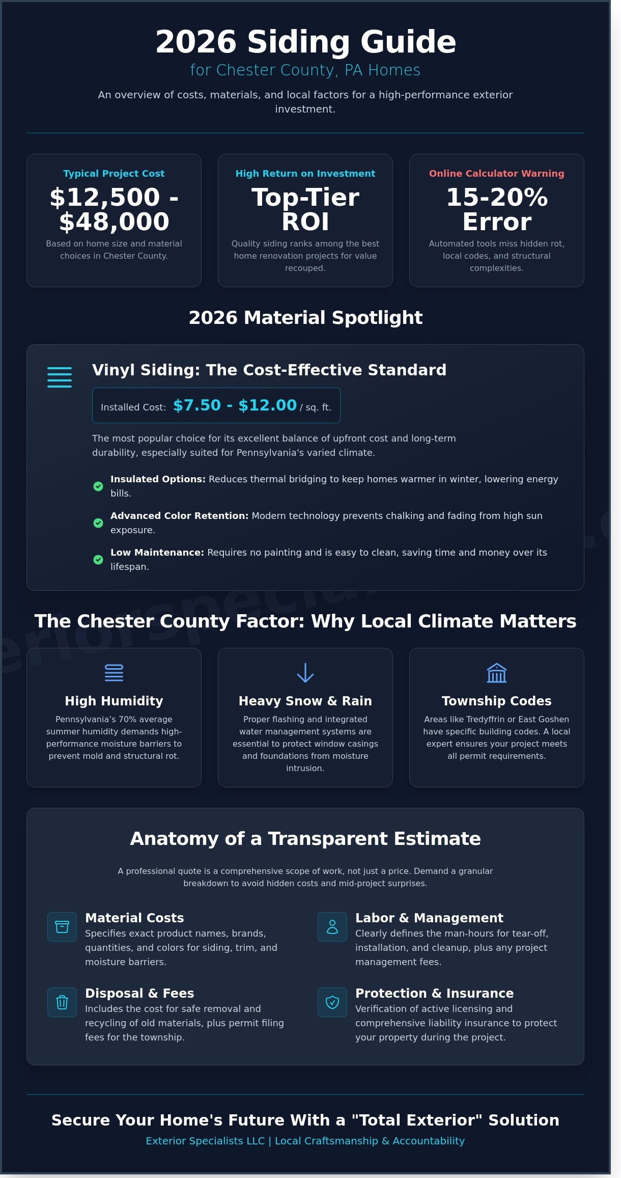 Siding Estimate Chester County: 2026 Homeowner’s Cost & Planning Guide