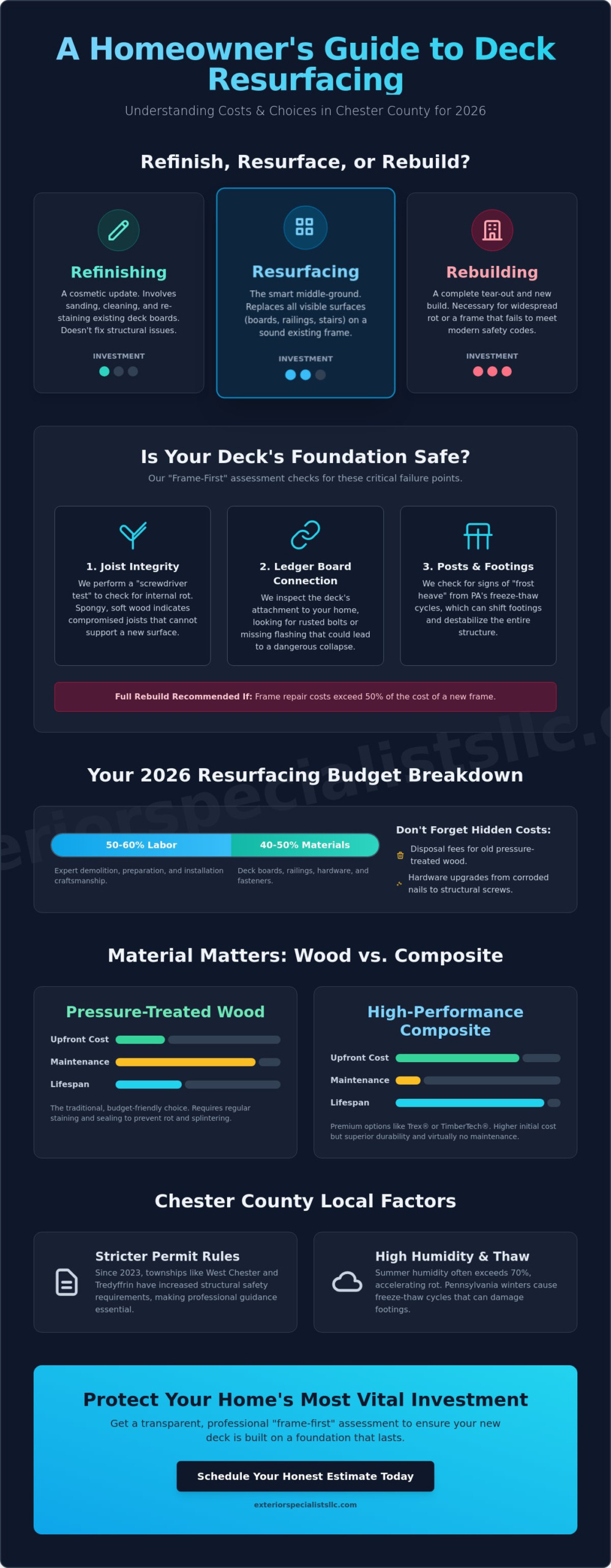 2026 Deck Resurfacing Cost in Chester County: A Local Homeowner’s Guide