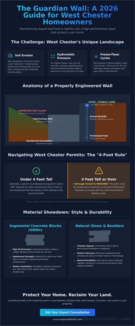 Retaining Wall Construction in West Chester, PA: The 2026 Homeowner’s Guide