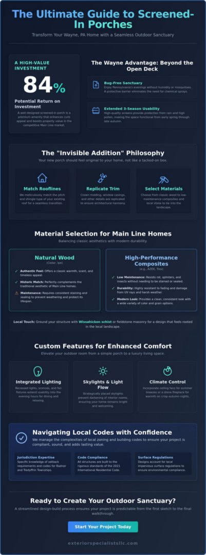 Custom Screened-In Porch Designs in Wayne, PA: The 2026 Homeowner’s Guide