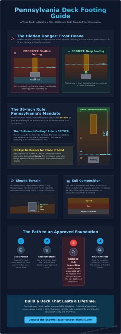 Deck Footing Requirements in PA: The 2026 Homeowner’s Guide to Structural Safety