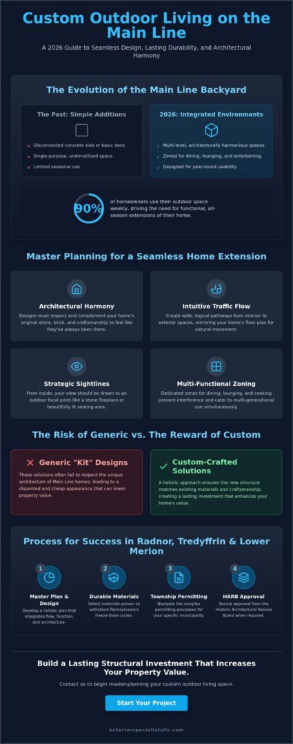 Custom Outdoor Living Spaces on the Main Line: The 2026 Homeowner’s Guide