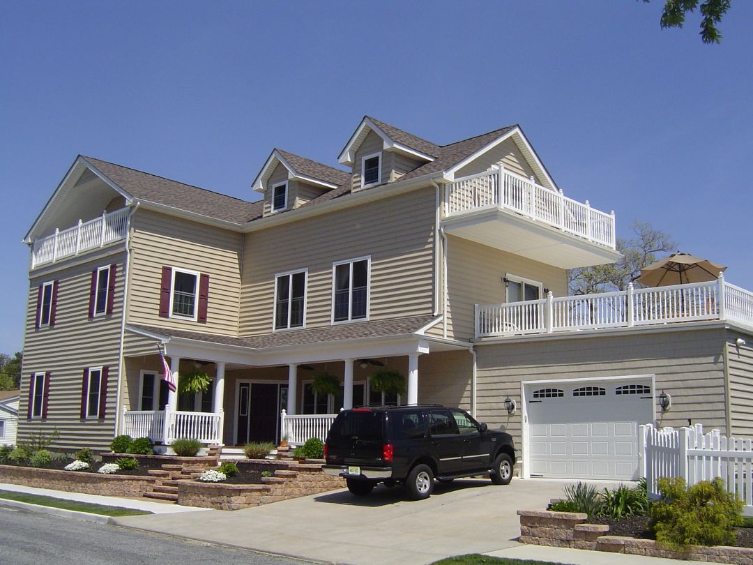 Multi-level decks on a newly constructed home